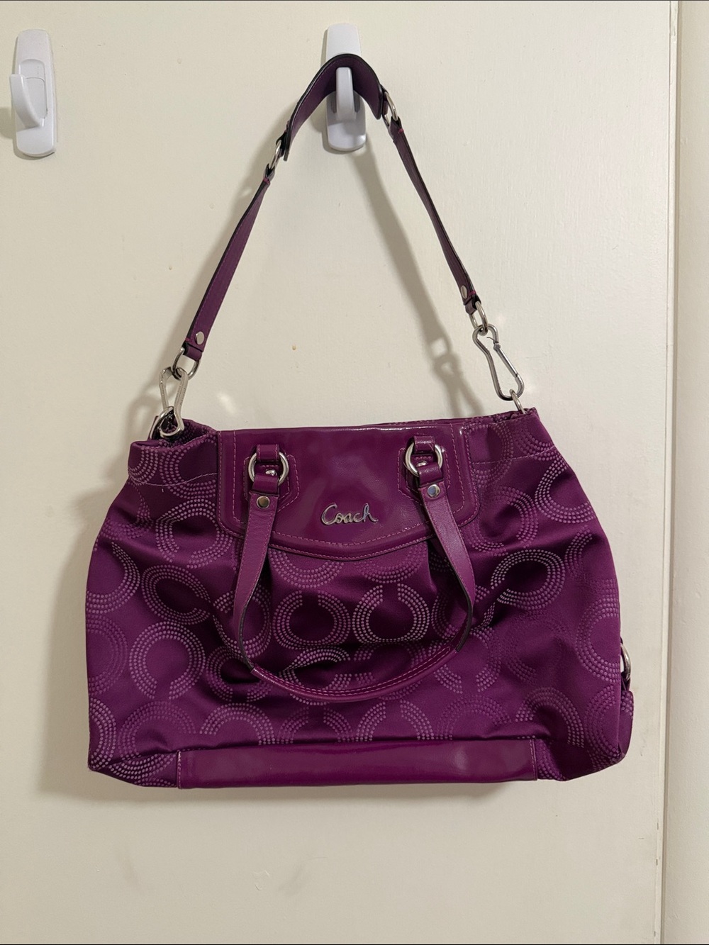 Coach Ashley tote Deep Purple Signature Tote Shoulder Bag
